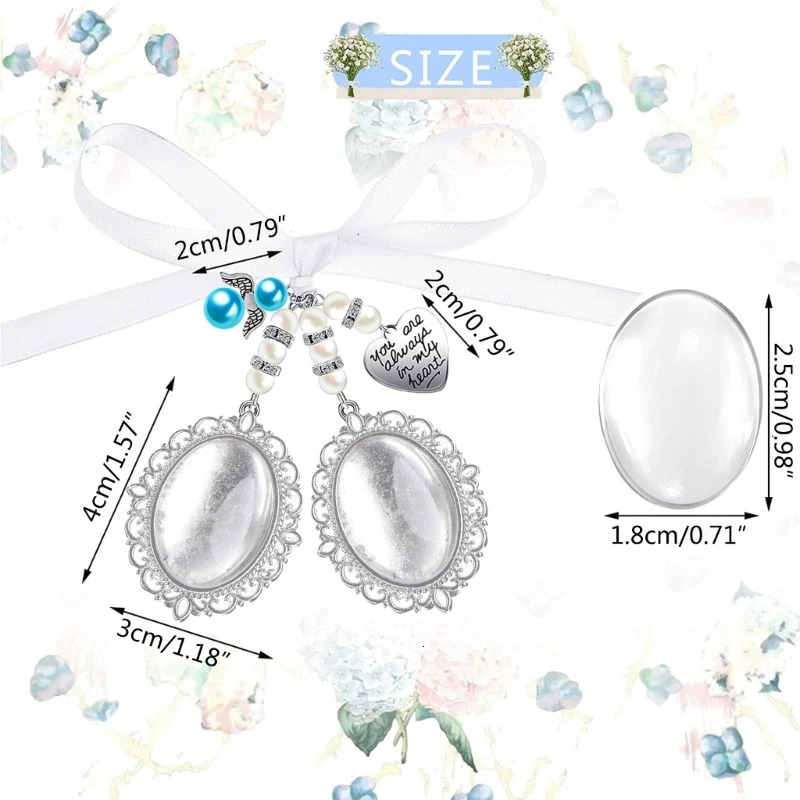 Wedding Bouquet Charm Lace Oval Bridal Bouquet Angel Charm Memorial Po Frame Charm Pin Angel Pendant Brooch for Mother of Bri 260403BJ - view 7