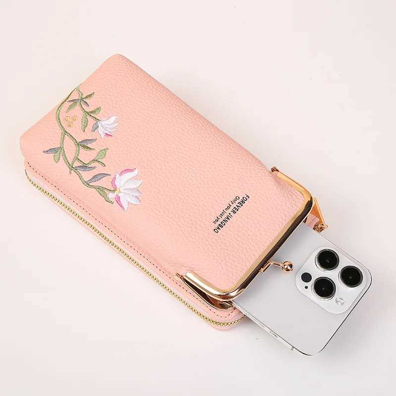 Fashion Women Small Crossbody Bag for mobile phone PU Leather Purse Bag Elegant Flower Pattern Messenger Bag wallet For Girls C260406