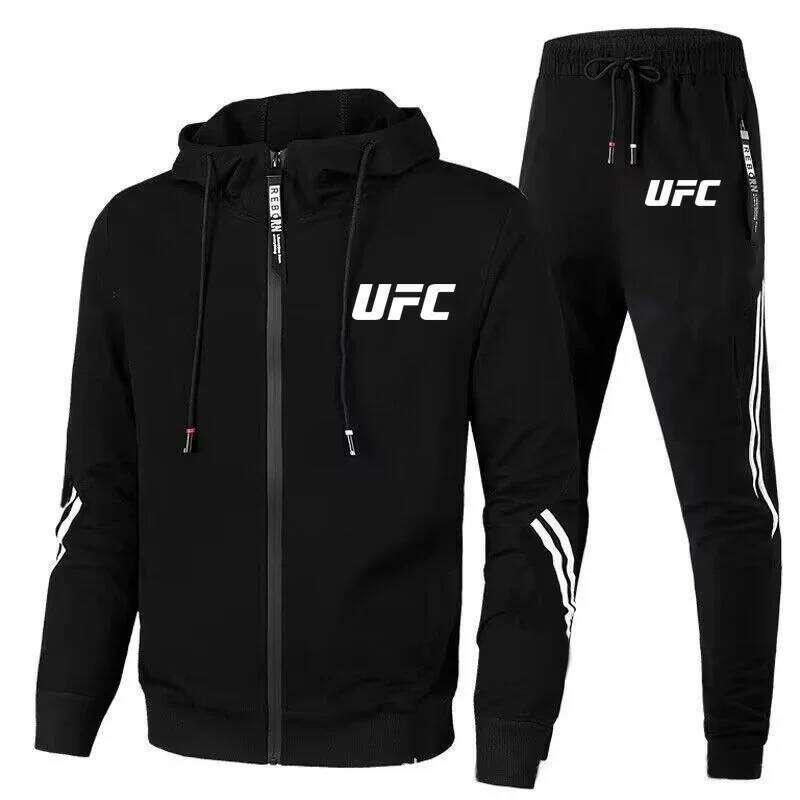 2026 Men's New Stylish Hooded Zipper Jacket + Jogging Pants Two-Piece Set For Spring-Autumn Outdoor Leisure And Sports Activities