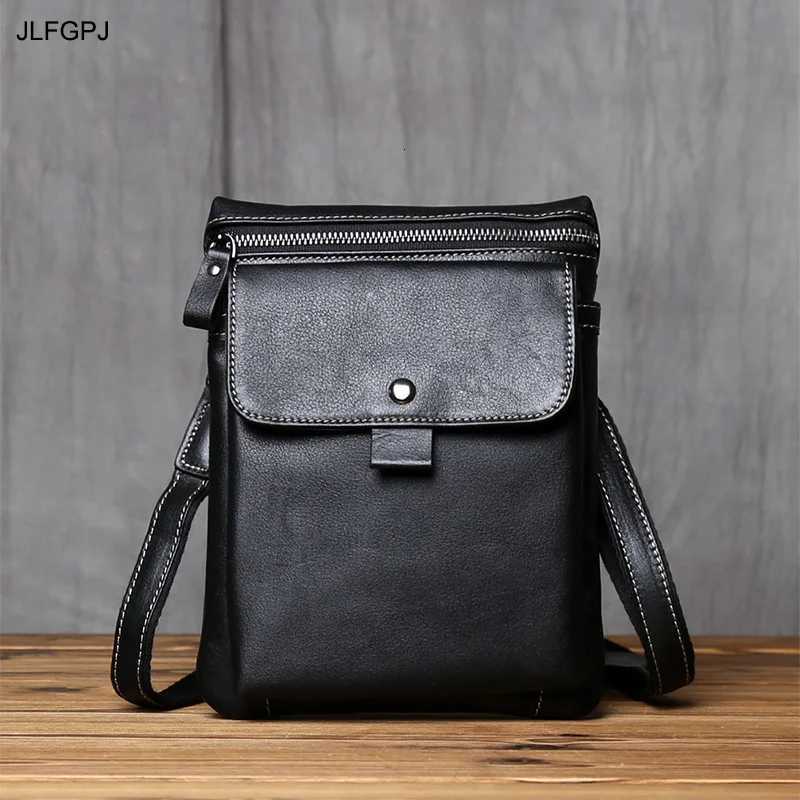 JLFGPJ Genuine Leather Mens Vertical Style Single Shoulder Wrap Head Layer Cowhide Casual Versatile Mobile Phone Crossbody Bag C260406