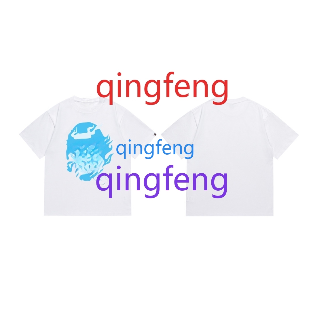 New summer short sleeved round neck T-shirt, casual and fashionable short sleeved shirt, camouflage graffiti flame printed all cotton T-shirt, casual 