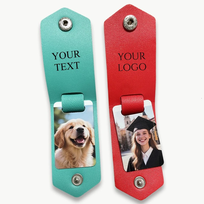 Custom Po Leather Keychain Printed Picture Personalized Key Tag Laser Engrave Text Keyring Gift for Family Lover Friends Box 260403BJ