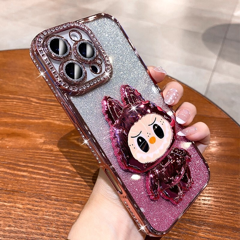 Luxury Designer 3D Cute Phone Case, Bling Rhinestone Glitter Protective Cover For Iphone 17 Pro Max 15 14 Purple Fashion Case