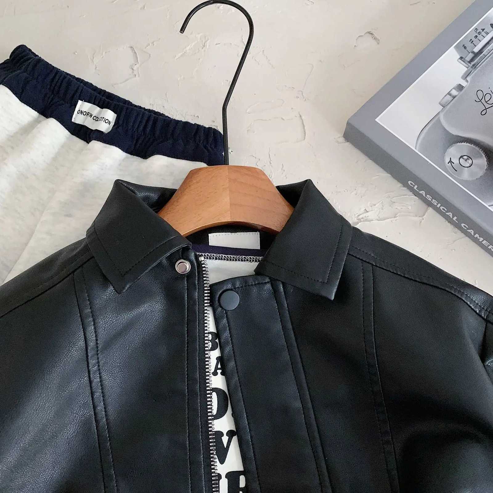 RAISE Spring Children Boys Leather Jackets Cotton Black Turn Down Collar Kids Boys Outerwear Coat Zipper Coat For 2-8Y Baby BoysT260406 - view 5