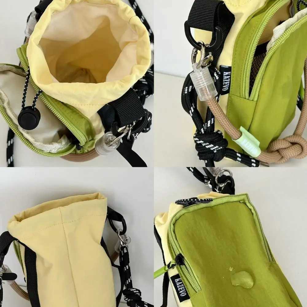 Sports Nylon Shoulder Bag Nylon Rope Coin Pouch Drawstring Crossbody Bag Korean Style Solid Color Mobile Phone Pack Travel C260406