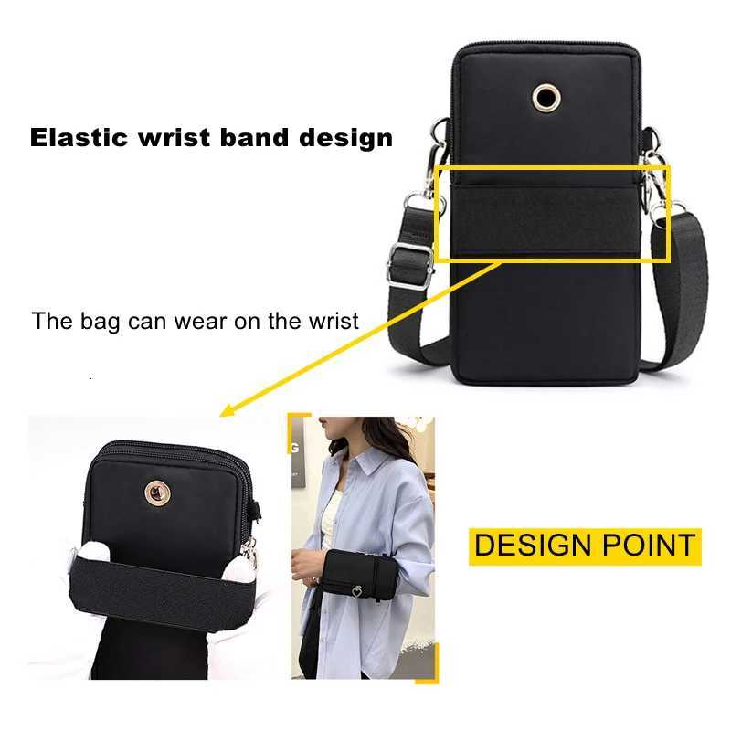 Womens Shoulder Bag Handbag Nylon Waterproof Mini Pocket Wallet Solid Color Wrist Bag Zipper Flip Small Bag C260406