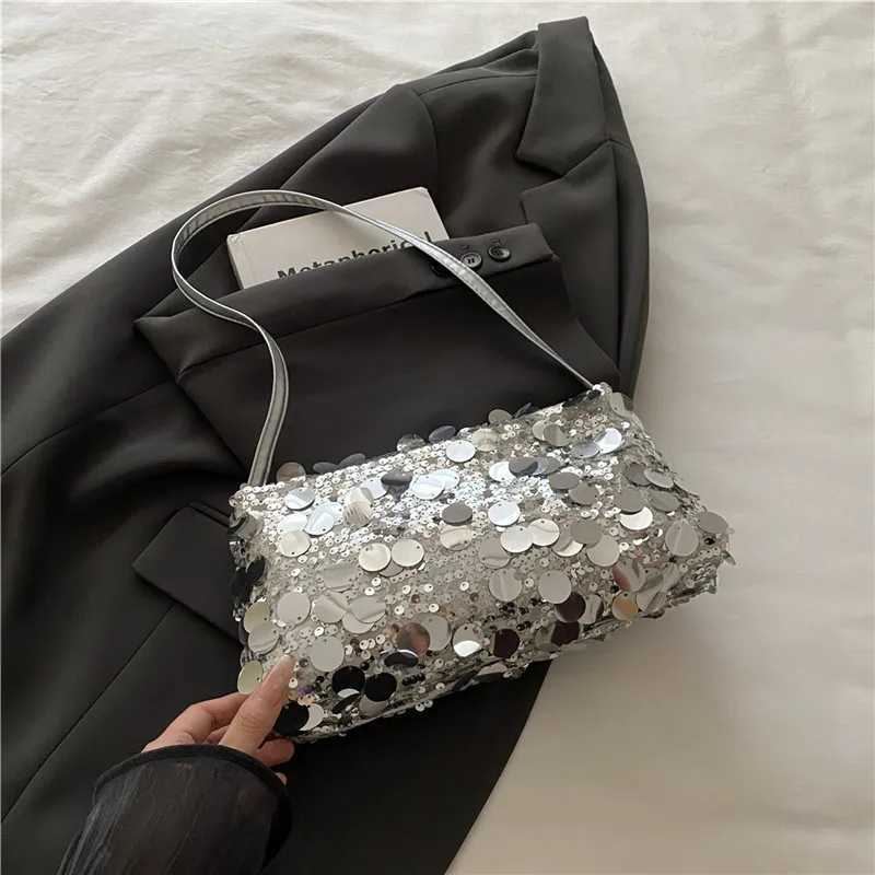 Sequin Evening Party Shoulder Bags for Women Lightweight Portable Ladies strap Crossbody Bag Solid Color fashion Female Handbag C260406