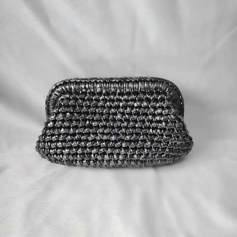 Silver Weave Fabric Handbag Multicolor Ladies Chain Underarm Bag Womens Clutch Bag C260406