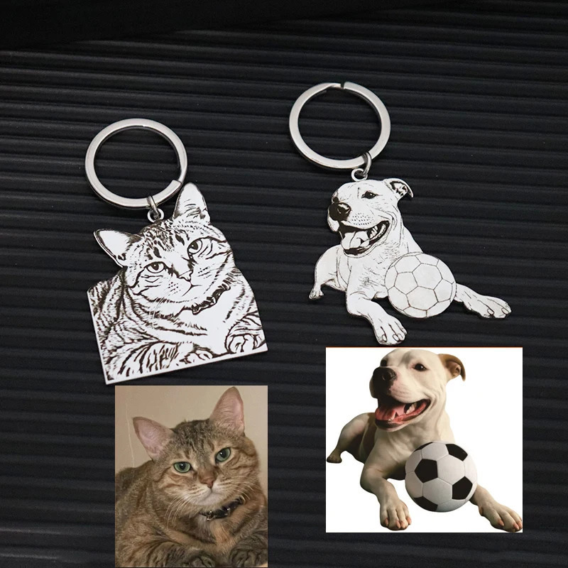 Personalized Pet Po Keychain Custom Engraved Cat Dog Picture Pendant Stainless Steel Gifts Memory Jewelry For Men Women 260403BJ - view 3