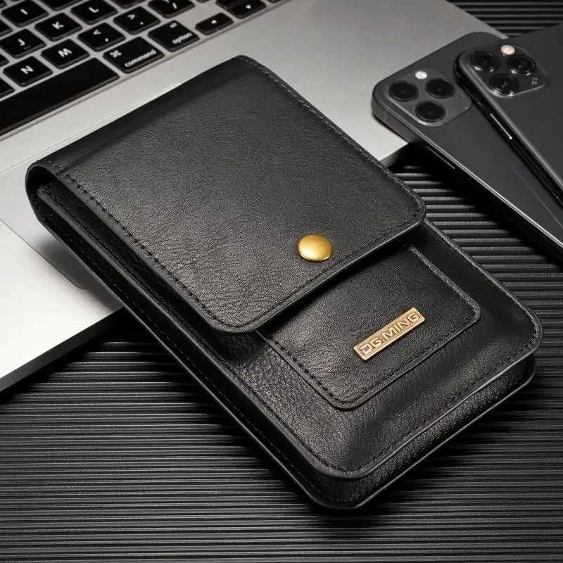 Universal Leather Wallet Phone Case Belt Clip Cover For iPhone Samsung Xiaomi Waist Bag Holster Pouch for Outdoor Sports Running C260406
