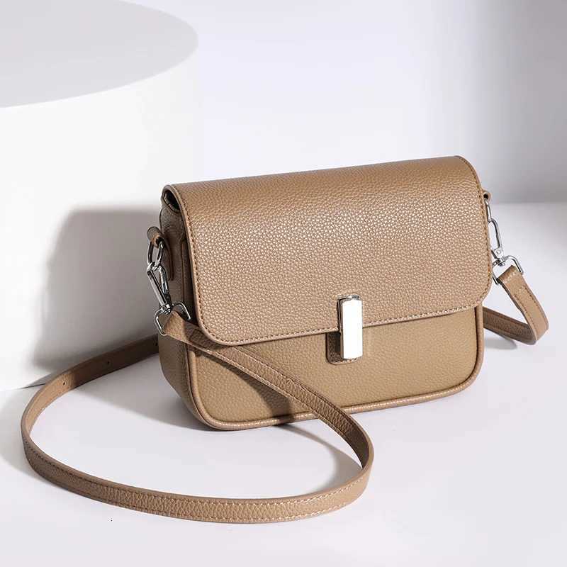 New Premium Cowhide Leather Shoulder Bag for Women Single Strap Handbag Ladies Crossbody Purse with Multiple Pockets Durable C260406