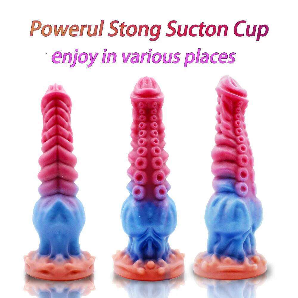 S/M/L Tentacle Anal Thick Silicone Monster Huge Penis Fake Dick Alien Dildo With Suction Cup Sex Toys For Women Men 26L0406