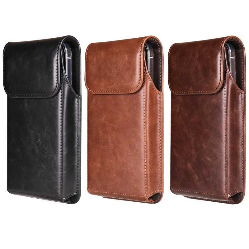 Luxury Cow magnetic Leather Belt Clip Phone Case Men Travel Waist Bag For iPhone Samsung Xiaomi Smart phone Holster Pouch Cover C260406