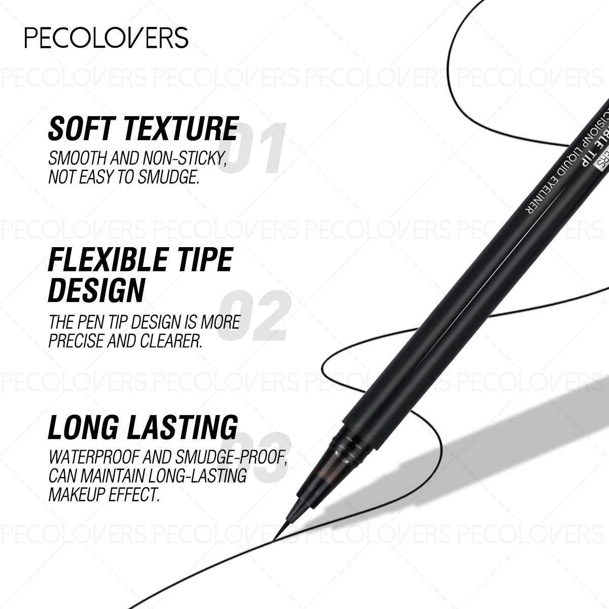 1pc Black Liquid Eyeliner High Accuracy Soft Texture Flexible Tip Design Long-lasting Waterproof 1pc for All Skin Types H260406