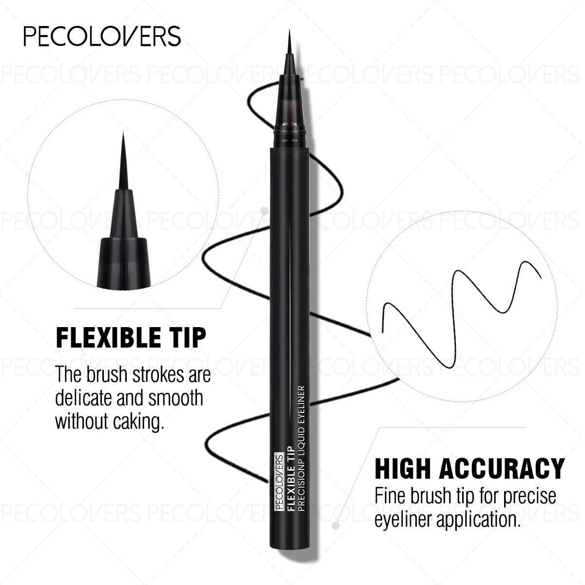 1pc Black Liquid Eyeliner High Accuracy Soft Texture Flexible Tip Design Long-lasting Waterproof 1pc for All Skin Types H260406
