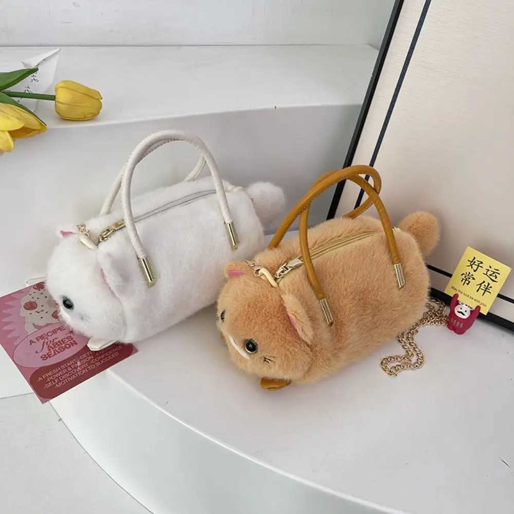 Cute Cat Handbag Plush Large Capacity Shoulder Crossbody Bag Chain Strap Multicolor Bucket Bag Fashion Designer Womens Bag C260406