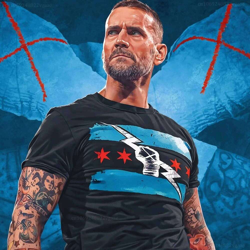 Summer CM Punk T Shirt Wrestling Tshirt Vintage Boxing Gym Cotton Clothes Training Tee Size 26H0406