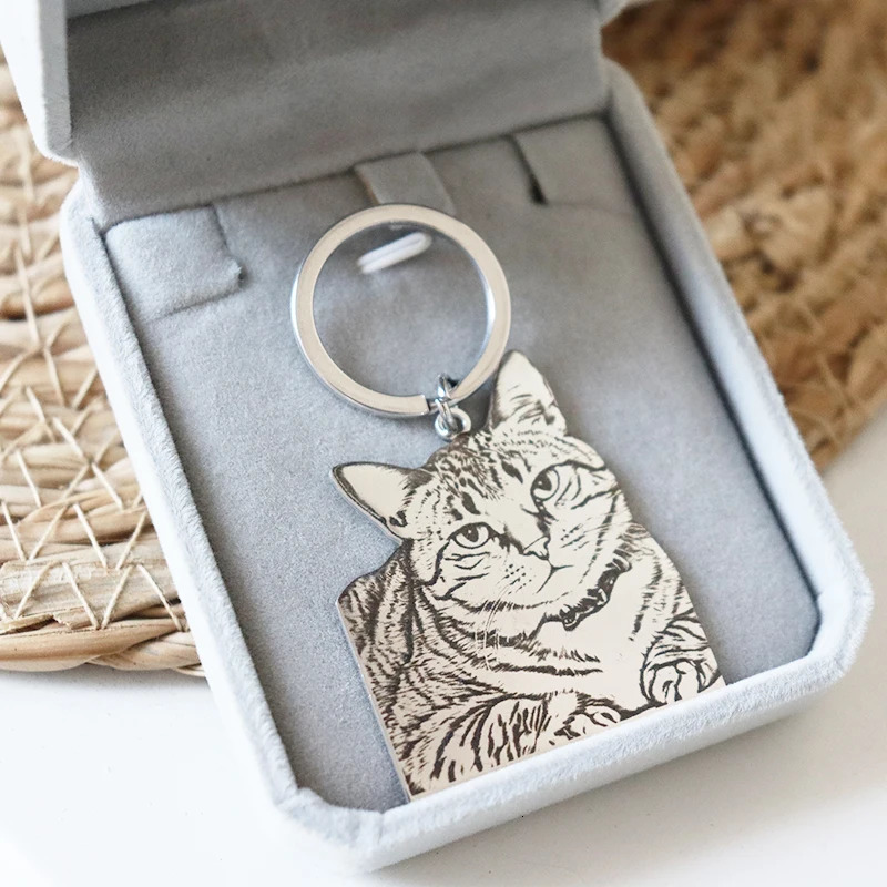 Personalized Pet Po Keychain Custom Engraved Cat Dog Picture Pendant Stainless Steel Gifts Memory Jewelry For Men Women 260403BJ - view 6
