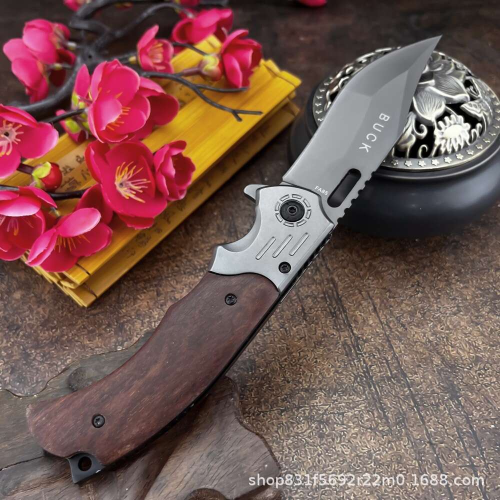 Buck FA 15% off outdoor high-hardness wooden handle household fruit knife, cross-border best-selling multifunctional folding knife