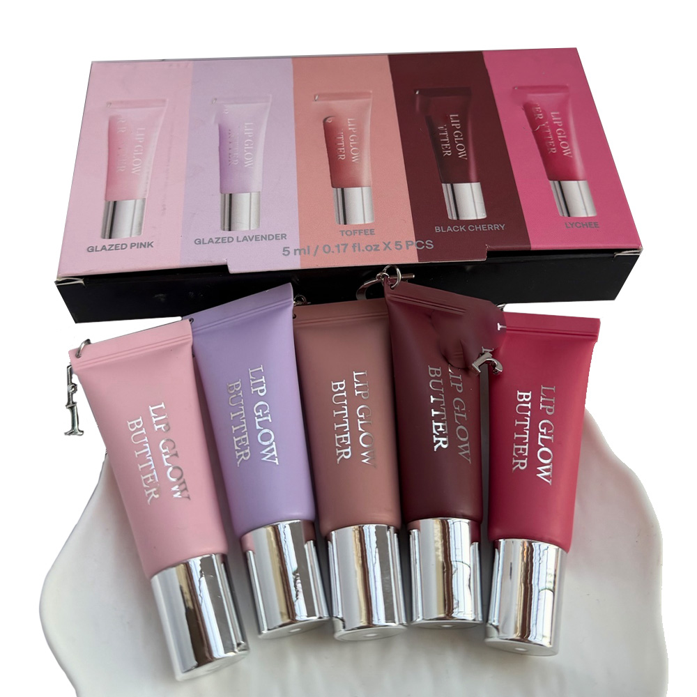New Jelly Pendant Lip Gloss Mini 5-Piece Set 5ml Each, Moisturizing High-Shine Finish, Non-Sticky Lightweight Texture, Long-Lasting Hydrating Lip Glow for DI07