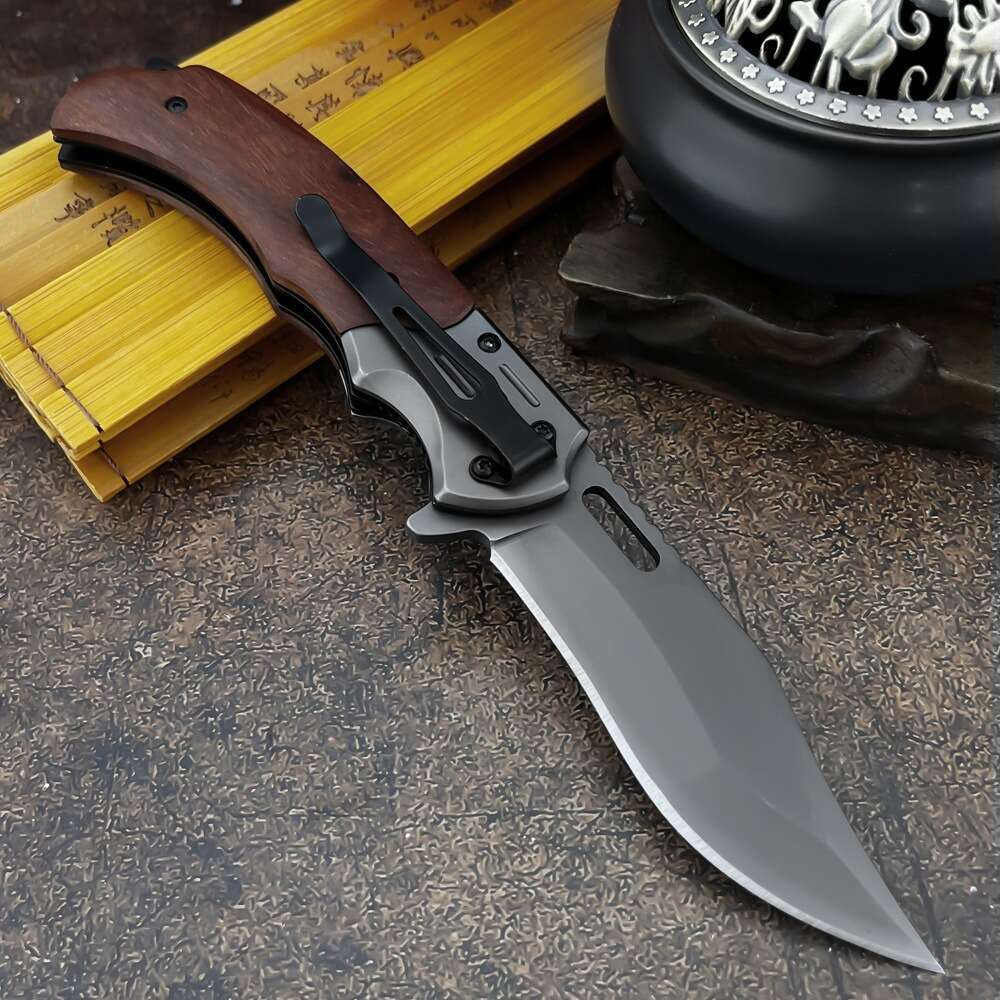 Buck FA 15% off outdoor high-hardness wooden handle household fruit knife, cross-border best-selling multifunctional folding knife