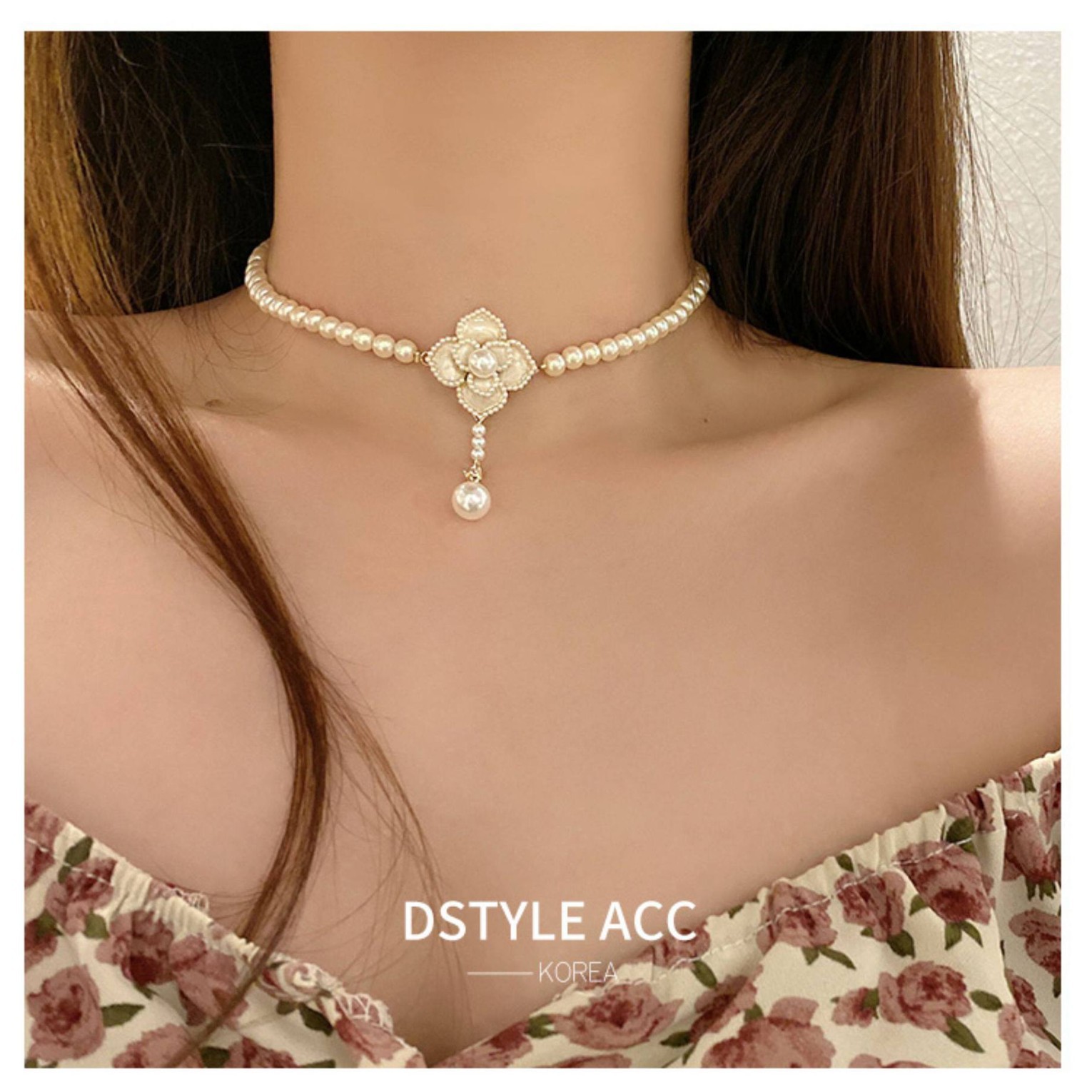 French vintage floral pearl necklace, niche fashion versatile ins-style collarbone chain, light luxury high-end jewelry for women - view 4