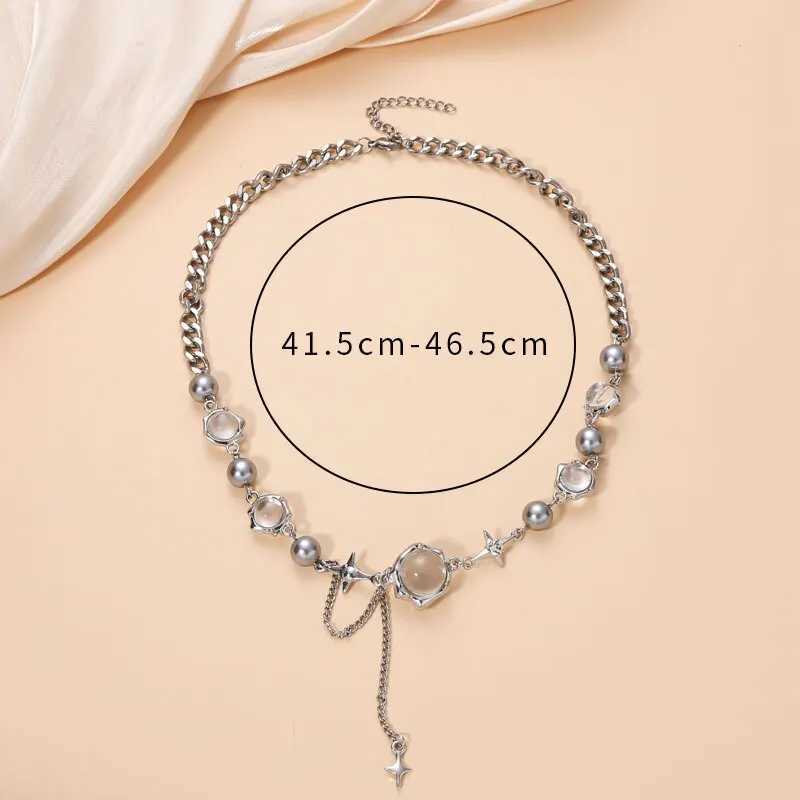 Women Thorn Desin Choker Necklace Fairy Glass Opal Necklace Collarbone Chain Necklace Elegant Silver-Color Party Choker H260406