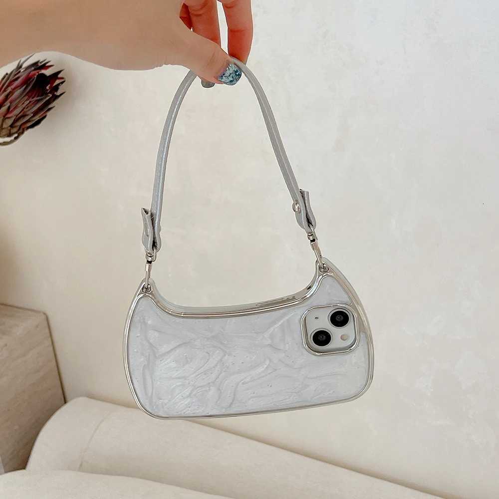 Electroplated Handbag Hand Strap Phone Case For iPhone 17 16 15 14 13 12 11 Pro Max Soft Shockproof Cover C260406