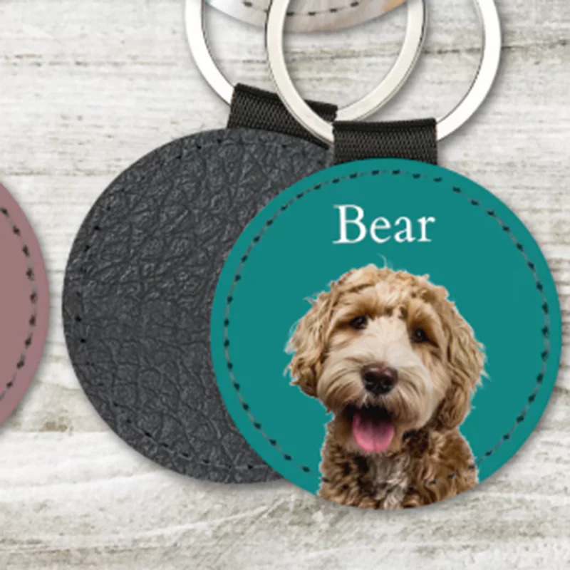 Custom Pet Po Keychain Personalized Dog Cat Portrait Name Leather Picture Keyring Charm Anniversary Memorial Loss Gift Him He 260403BJ - view 7