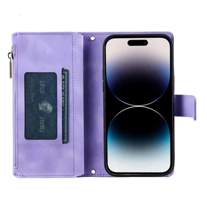 Luxury Zipper Wallet Case for iPhone 14 15 16 17 Pro Max Air 16E 13 12 11 Pro XR XS 7 8 SE Embossed Leather Card Slot Phone Bag C260406