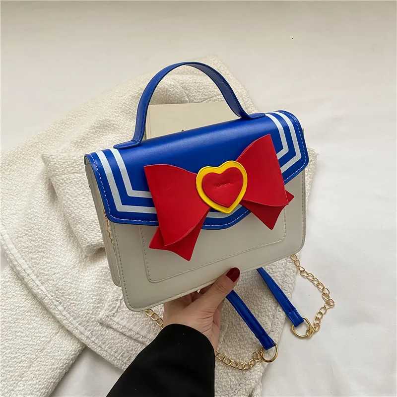 Chic Bow Synthetic Leather Crossbody Bags Kawaii Small Heart Tote Bag Mini Purses Chain Belt Shoulder Bag for Teen Girl Fashion C260406