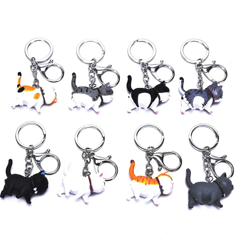 1PC Cute Cartoon Cat Pendant Key Rings Kitten Cat Key Chain Shake Head Car Bag Keychains Creative Jewelry Gift Fashion 260403BJ - view 3