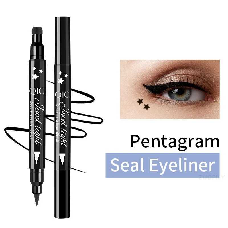 Double Head Moon Star Heart Liquid Eyeliner Pen Black Eye Liner Stamp Makeup Seal Eyeliner Pencil Waterproof Cosmetics H260406