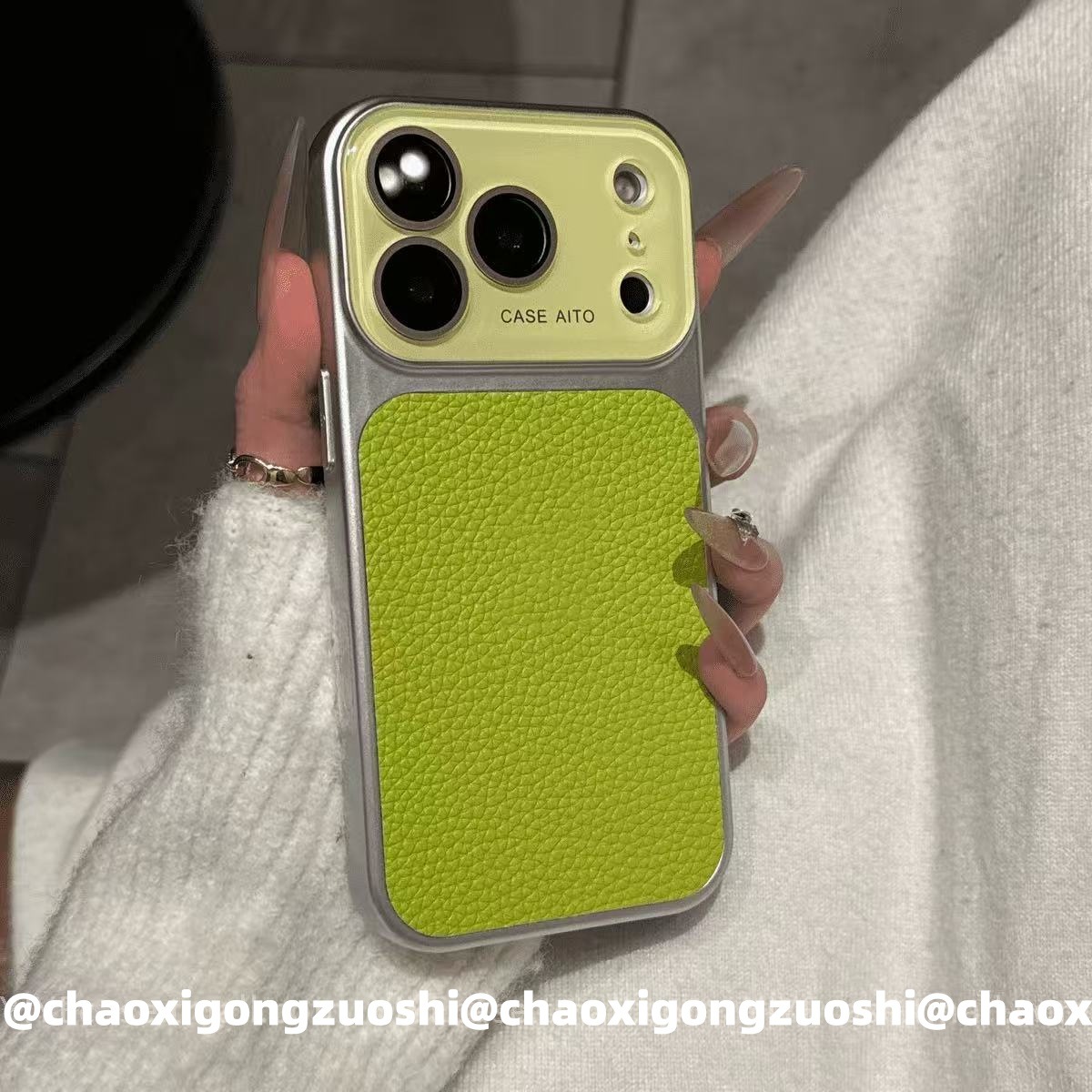 Ins Autumn Winter High value Retro Lychee Texture Big Window Phone Case for iPhone 17 Pro Max 16