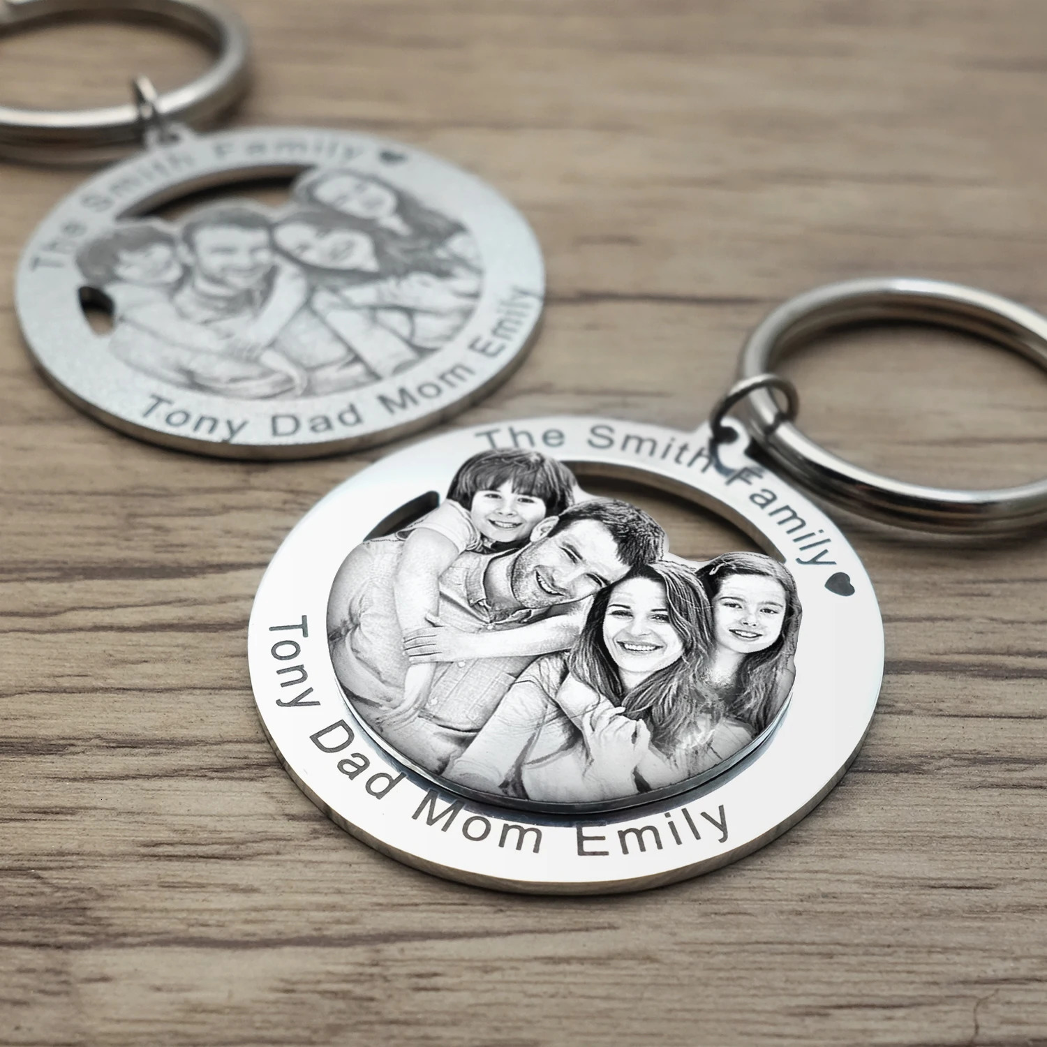 Personalised Po Keychain Custom Picture Keyring Family Portrait Key Chain Engraved Jewelry Gifts for Her Families Member Gift 260403BJ - view 7