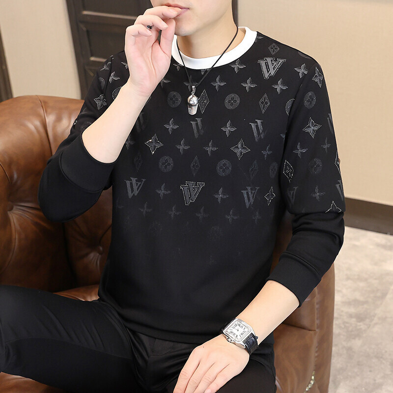 Designer Clothing - 2026 Men's Spring/autumn New Style Thick Multi-functional Fashionable Trendy Casual Printed Round-neck Long-sleeve Basic Spor