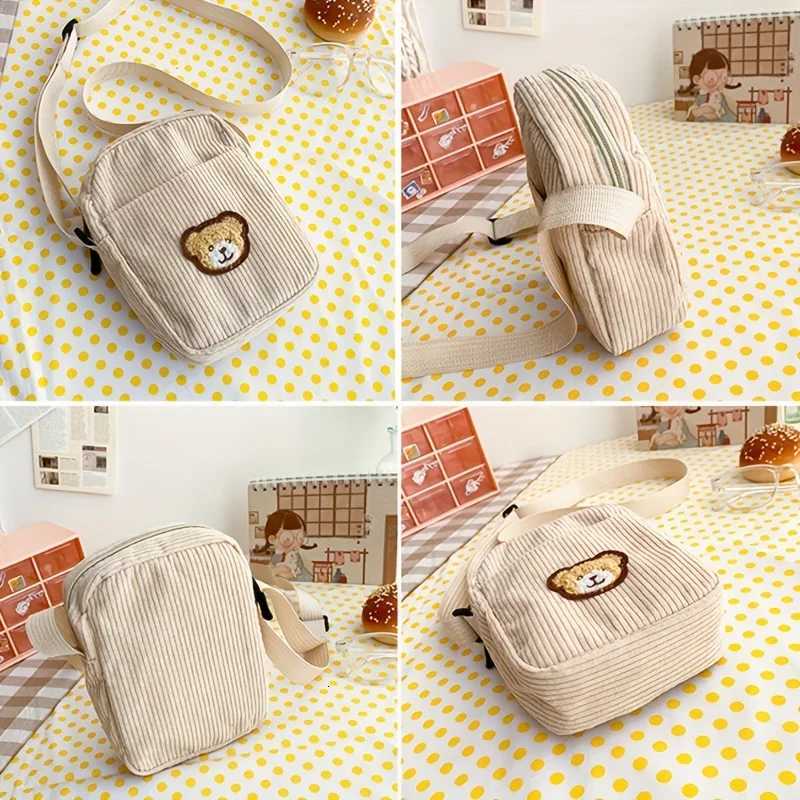 Girls Portable Corduroy Bear Phone Crossbody Bag Mobile Phone Coin Purse Fashionable Cross Small Bag Corduroy Mini Bag Bolsos C260406