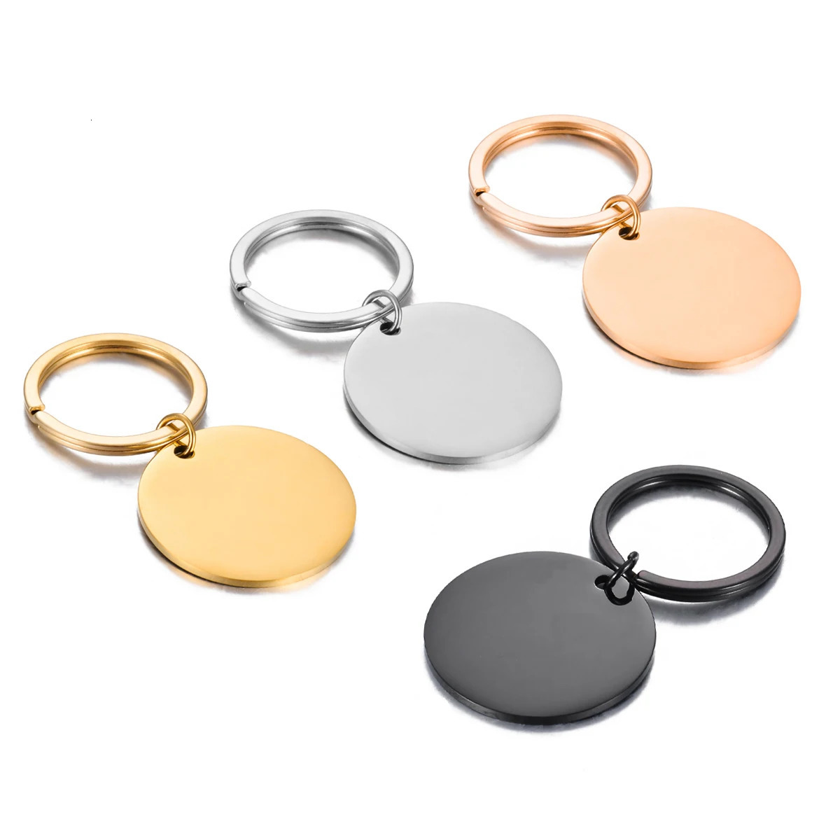 4PCS 25mm/30mm/35mm Stainless Steel Polished Blank Round Tag Key chain Charm Pendants For DIY Custom Jewelry Making Key Rings 260403BJ