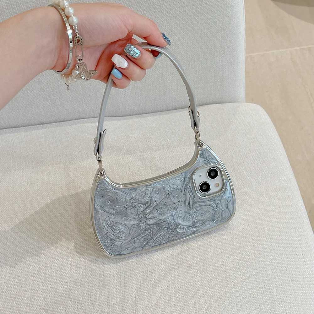 Electroplated Handbag Hand Strap Phone Case For iPhone 17 16 15 14 13 12 11 Pro Max Soft Shockproof Cover C260406