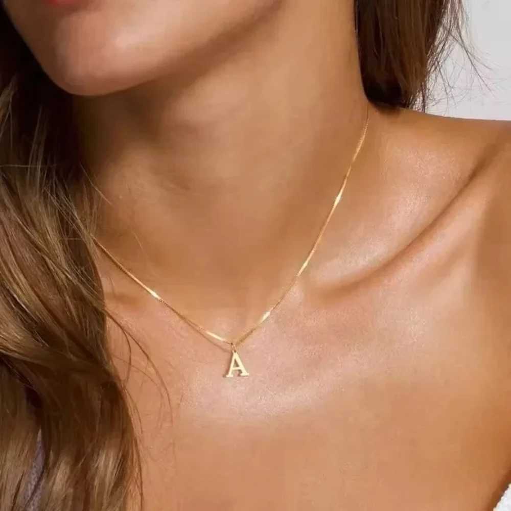 A-Z Initial Necklace 18K Gold Plated Necklace Cute Letter Stainless Steel Necklace for Women H260406