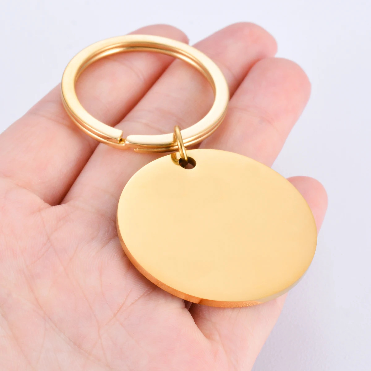 4PCS 25mm/30mm/35mm Stainless Steel Polished Blank Round Tag Key chain Charm Pendants For DIY Custom Jewelry Making Key Rings 260403BJ - view 6