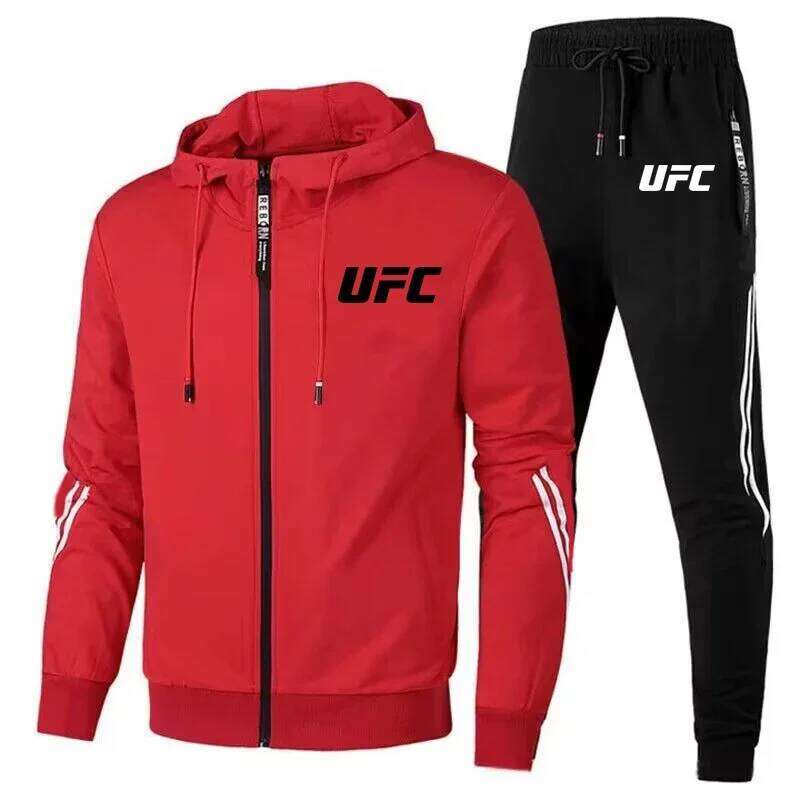 2026 Men's New Stylish Hooded Zipper Jacket + Jogging Pants Two-Piece Set For Spring-Autumn Outdoor Leisure And Sports Activities