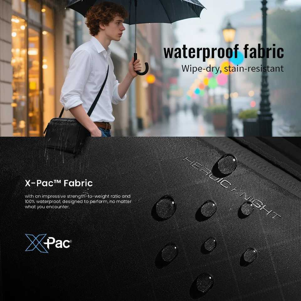 HcanKcan Mens shoulder bag Lightweight Crossbody Bag Multiple Pockets Waterproof X-Pac Fabric Travel Bag Portable Storage Bag C260406