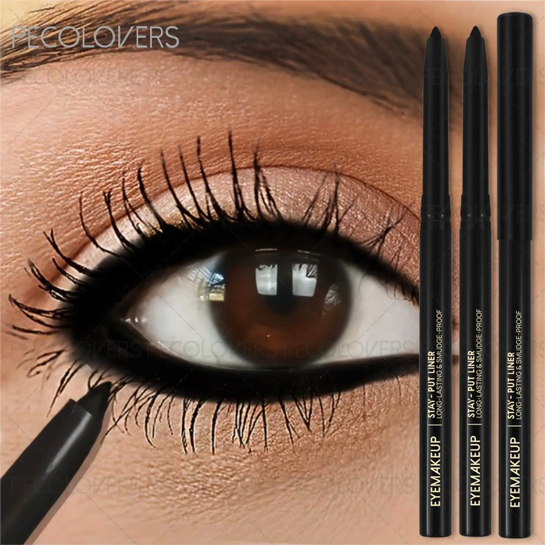 3pcs Black Eyeliner PencilsWaterproof Sweatproof Black EyelinerSuitable For Beginners Perfect Gift H260406