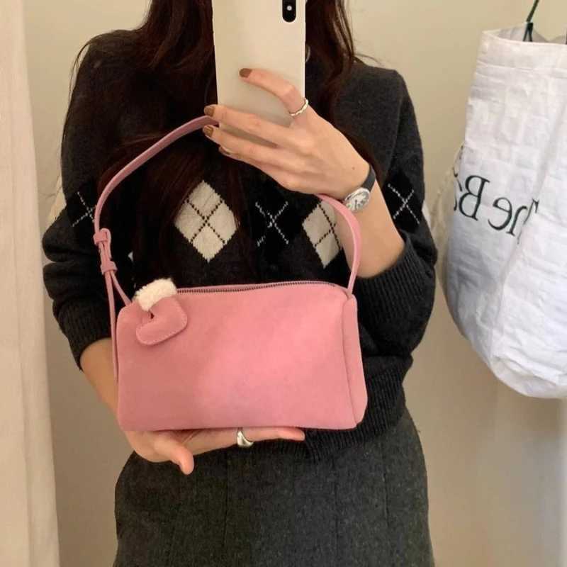 New Ins Chic Cylindrical Shape Women Crossbody Bag Small Attractive Pink Top Layer Pu Suede Leather Female Shoulder Bag C260406