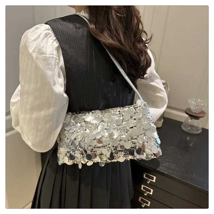 Sequin Evening Party Shoulder Bags for Women Lightweight Portable Ladies strap Crossbody Bag Solid Color fashion Female Handbag C260406