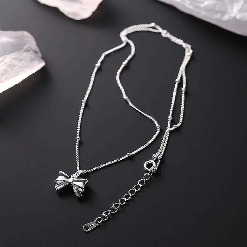 Korean Fashion Shiny Butterfly Necklace Exquisite Silver Chain Necklace Ladies Wedding Party Jewelry Gift Female Wholesale H260406