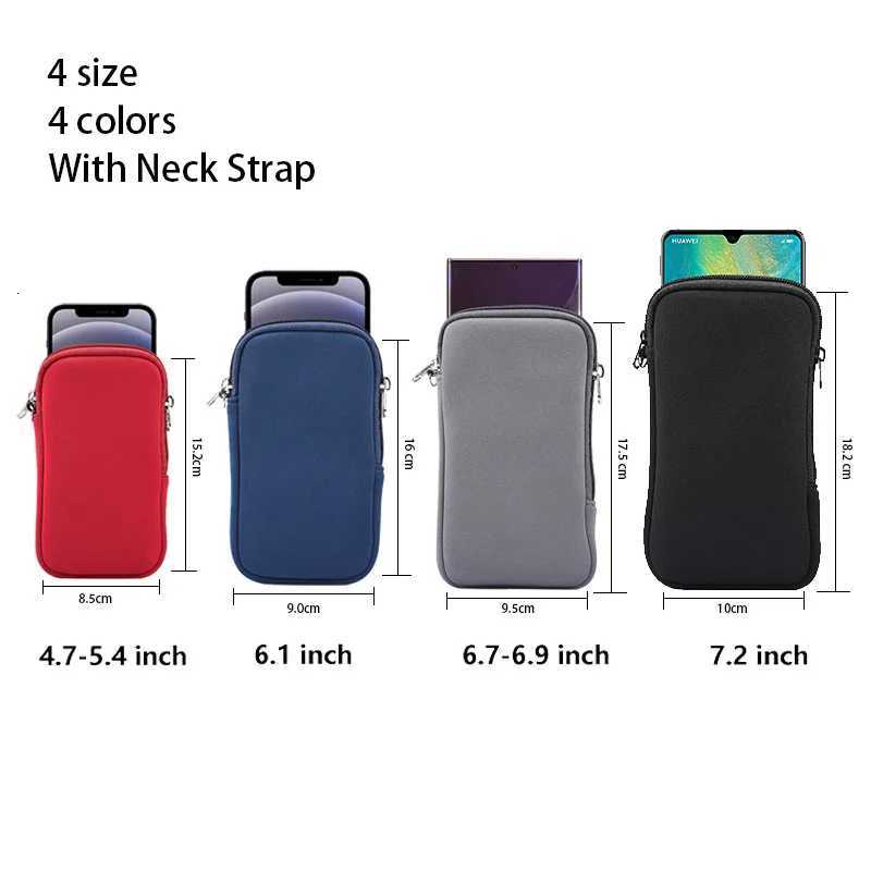 Universal Neoprene Zipper 47-72inch Mobile Phone Bag For iPhone Samsung Xiaomi Huawei Shockproof Cellphone Storage Bag C260406