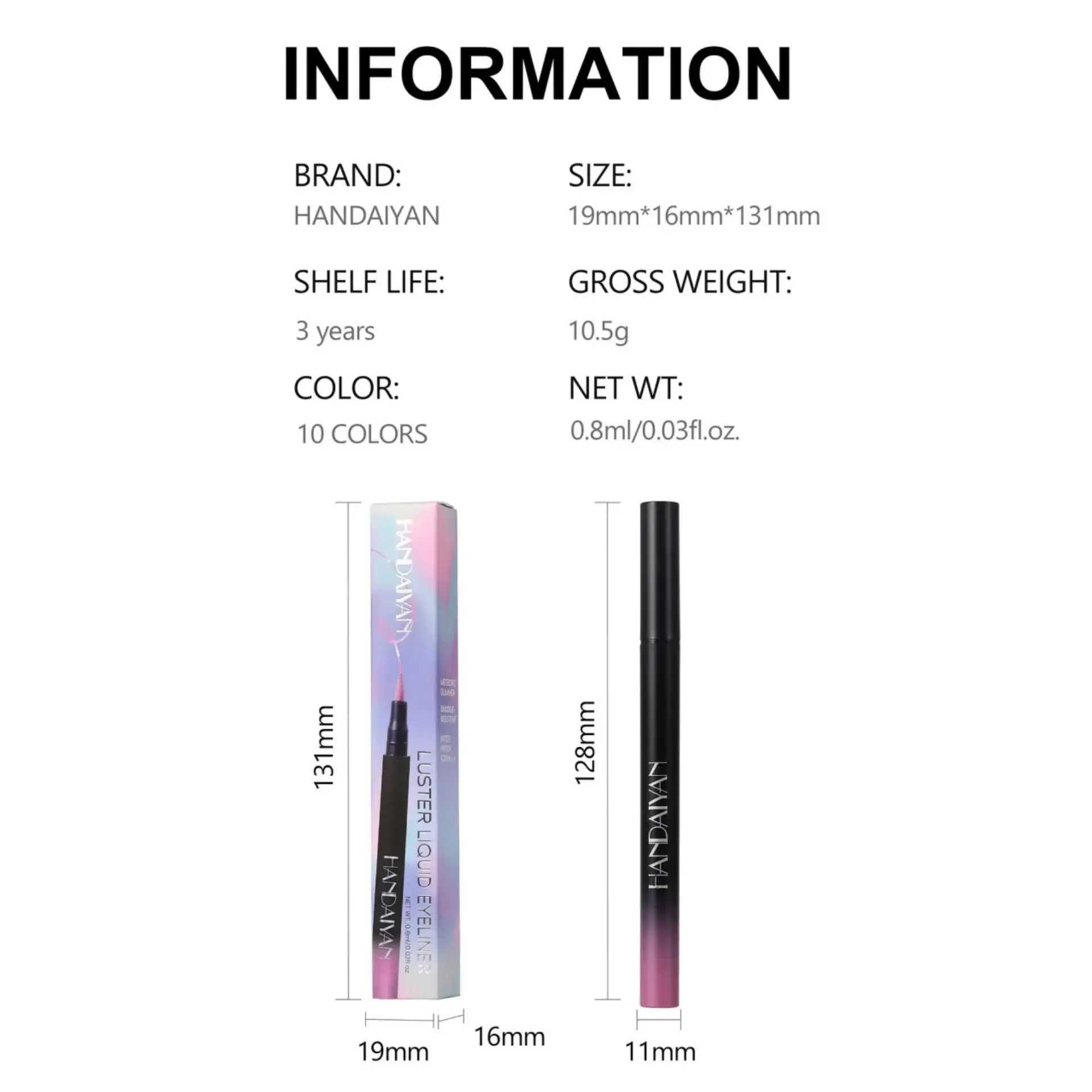 Metallic Shimmer Liquid Eyeliner Waterproof Smudge Proof Vibrant Glitter Pink Blue Purple Long Wear Eye Makeup Pencil H260406