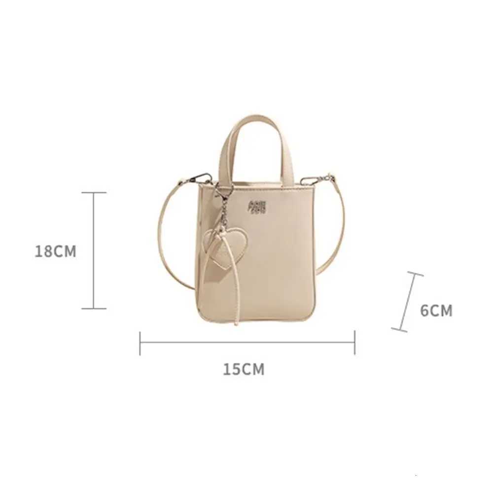 Fashion Pu Leather Shoulder Bag with Love Keychain Pendant Versatile Small Square Bag High Quality Chic Handbags for Women C260406